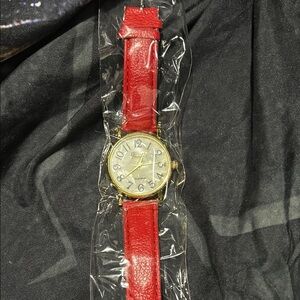 Red Leather Strap Watch